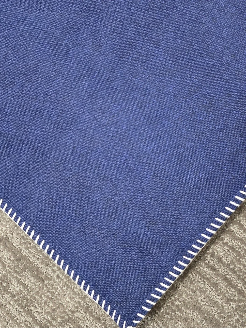 Navy Blue Table Runner White Whipstitch Coastal Farmhouse Nautical Beach 16x90